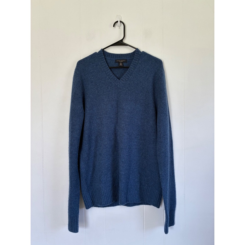 Banana Republic Mens 100% Cashmere‎ V-Neck Sweater Blue Tall Medium